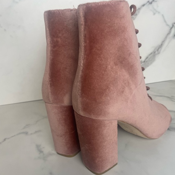 JOIE lakia blush velvet peep toe lace up boots sz 39 Womens New no box Victorian - Picture 6 of 7